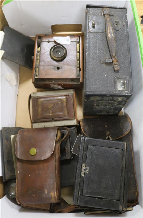 A collection of old cameras